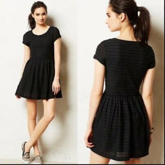 Anthropologie Dresses & Skirts - anthropologie black rainbow splatter skater dress